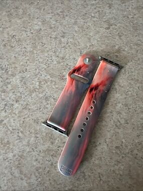 Marbled Red-Black Silicone Watch Band for apple watch